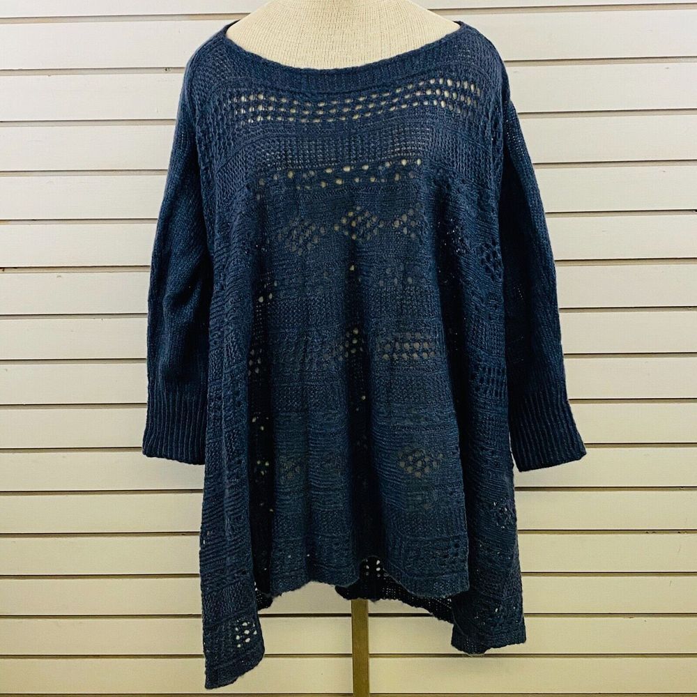Womens L/XL (12-14) Simply Noelle‎ Blue Crochet Convertible Dress Wrap Tunic New
